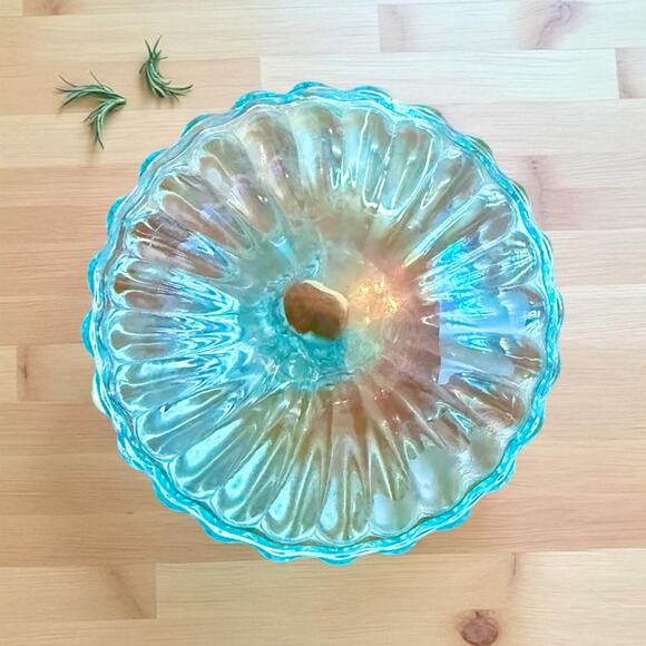 Imperial Glass Azure Blue Grape Decanter-Iridescent-Midcentury Barware-Vintage - Picture 8 of 8